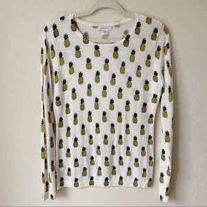 Garnet Hill Pineapple Print Merino Wool Sweater